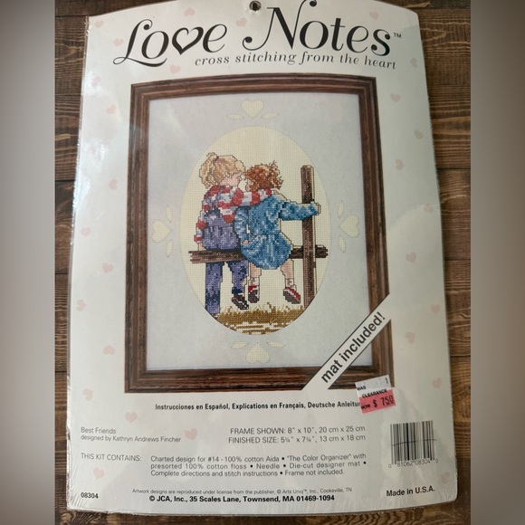 Vintage Love Notes Best Friends Cross Stitch Kit with Mat - Picture 1 of 3